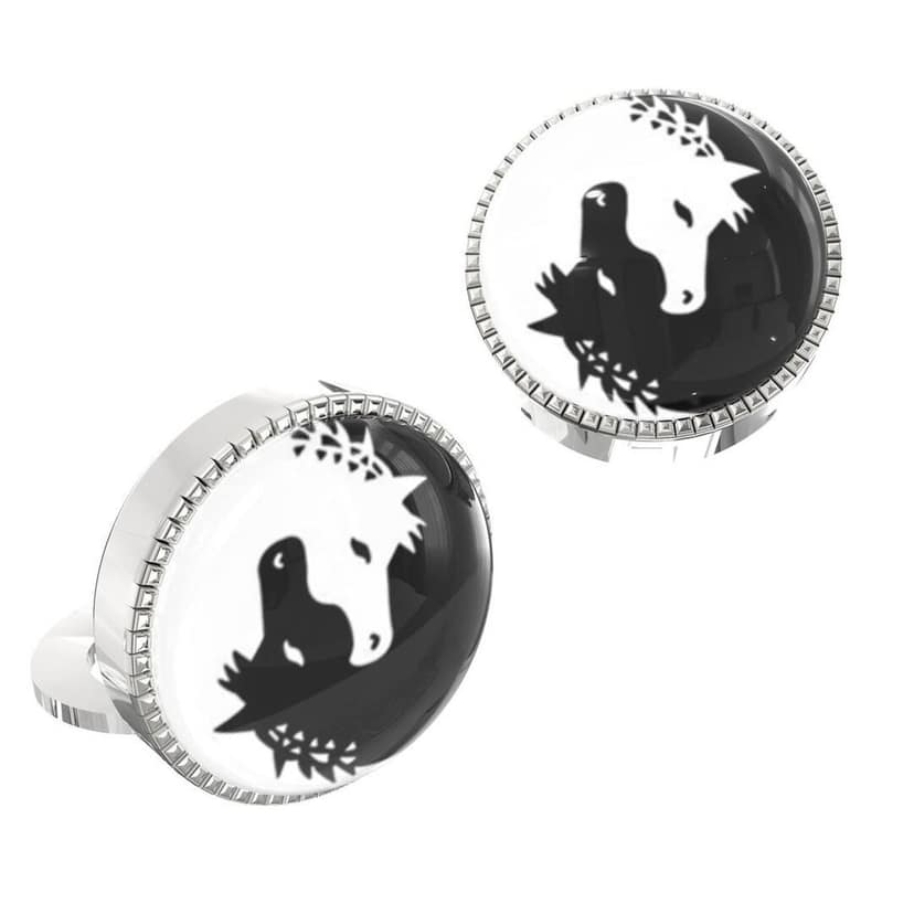 The Smart Buttons - Shirt Button Cover Cufflinks for Men - 2 Horses Of Ying & Yang Design Pattern view 2