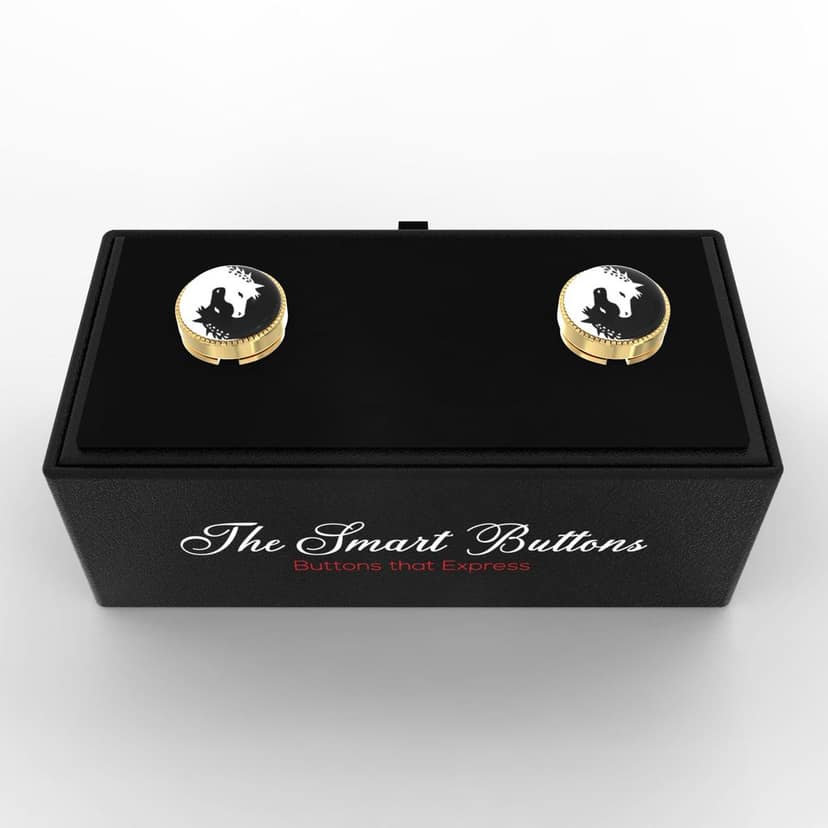 The Smart Buttons - Shirt Button Cover Cufflinks for Men - 2 Horses Of Ying & Yang Design Pattern view 9