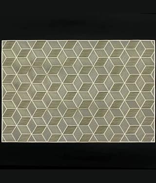 PVC Geometric Rectangle Table Mats (45 cm x 30 cm) Pack of 2 - Gold