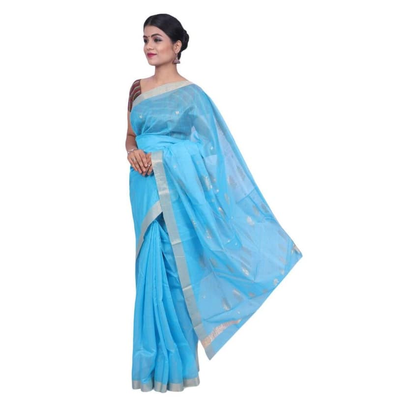 HANDLOOM CHANDERI SAREE- MERCERISED(COTTON+SILK MIX) WITH BLOUSE (SKU - 1SC105080621 SAREE- 78) view 2