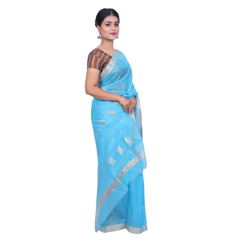 HANDLOOM CHANDERI SAREE- MERCERISED(COTTON+SILK MIX) WITH BLOUSE (SKU - 1SC105080621 SAREE- 78) view 3