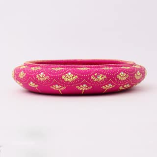 DECOREER Pink Terracotta Urli with Golden Motifs