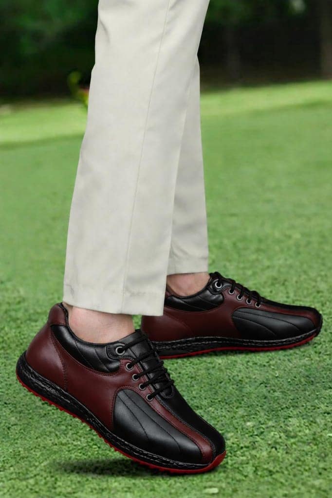 HITCARO Arkbird® Men's Genuine Leather Lace-up Professional 100% Waterproof Premium Gold Golf Shoes PR-5406 view 2