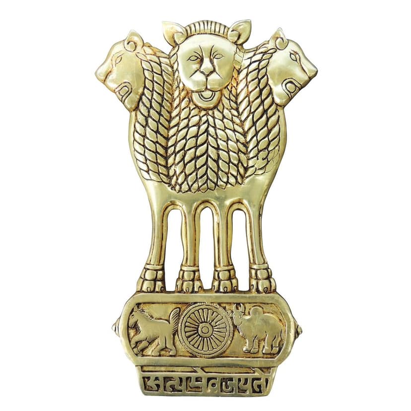 Brass Ashok Stambh Wall Hanging - National Emblem Decorative Showpiece, Height : 14 Inch (BSMAS1722 E) view 2