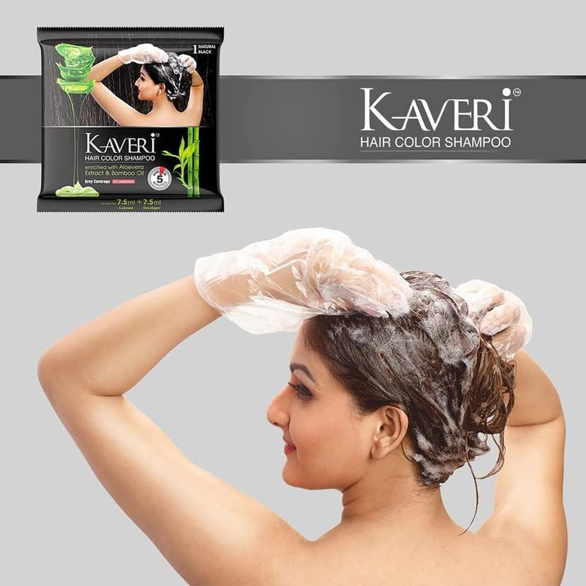 KAVERi MEHENDI CONE Hair Color Shampoo For Men & Women Pack Of 12 (Natural Black)|No Ammonia, No Parabens Enriched With Aloe Vera Extract, Bamboo Oil & Henna view 4