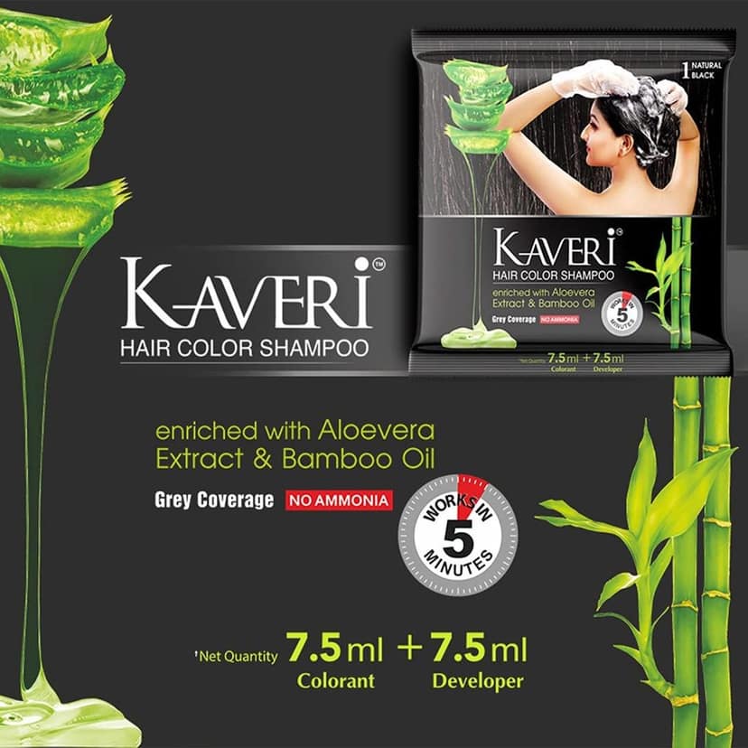 KAVERi MEHENDI CONE Hair Color Shampoo For Men & Women Pack Of 12 (Natural Black)|No Ammonia, No Parabens Enriched With Aloe Vera Extract, Bamboo Oil & Henna view 6