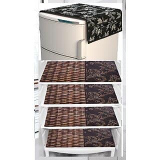 REVEXO Polyester Floral Pattern Fridge Covers