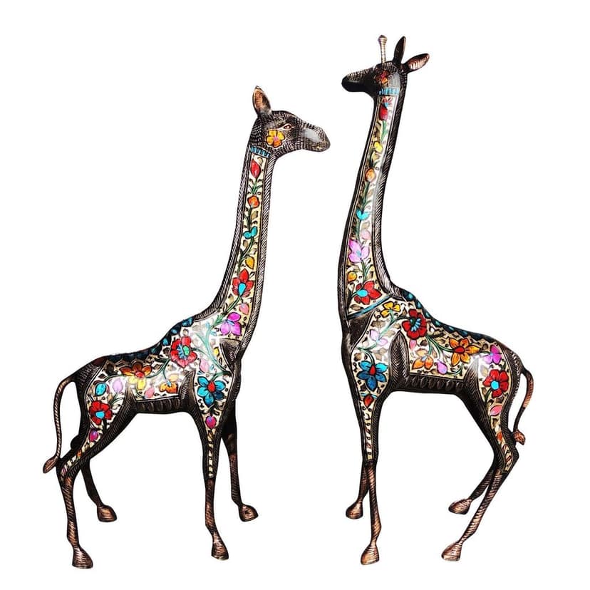 Brass Giraffe Statue Set of 2 | Luxury Wildlife Decor, Height : 34.2 Inch (ANMAS230 D) view 3