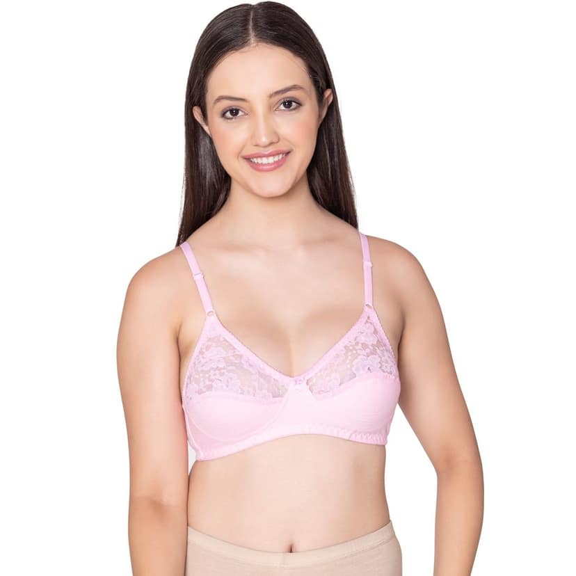 Bodycare polycotton wirefree adjustable straps designer net cup non padded bra-1535B