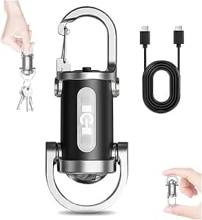 Super Bright Mini Keychain Flashlight, Professional Waterproof LED Rechargeable Pocket Light,High Lumens EDC Pocket Flashlight for Emergency Power Outdoor Hiking Camping (Black) [Energy Class A+++]