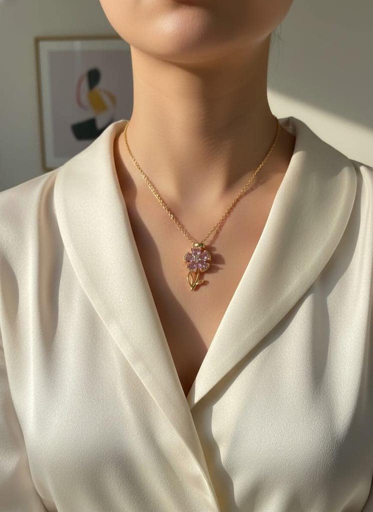GemGleam - Crystal Pendant Chain Necklace, Hypoallergenic, Anti-Tarnish, Gift Gold Plated Chain with Locket for Women, Waterproof - Anti-Tarnish, Skin Friendly, Lightweight - Gift for Wife, Girlfriend, Friend (Dolphin Heart) view 2