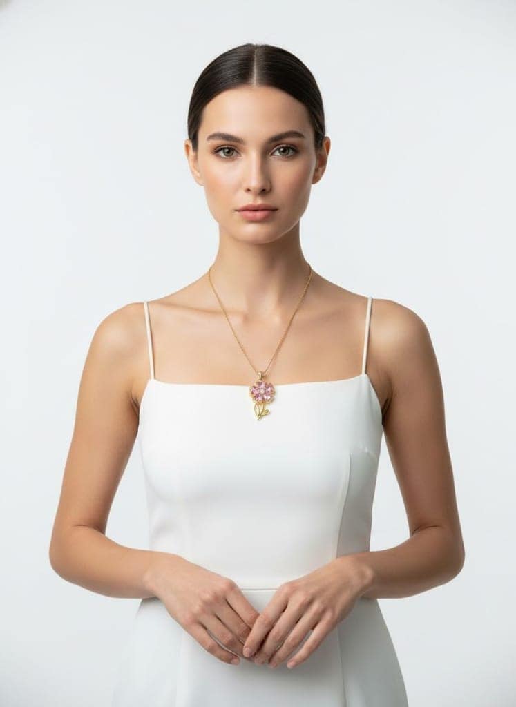 GemGleam - Crystal Pendant Chain Necklace, Hypoallergenic, Anti-Tarnish, Gift Gold Plated Chain with Locket for Women, Waterproof - Anti-Tarnish, Skin Friendly, Lightweight - Gift for Wife, Girlfriend, Friend (Dolphin Heart) view 3
