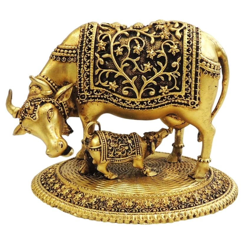 Brass Cow Idol Statue | Sacred Gau Mata Religious Showpiece, Height : 3.5 Inch (BSMAS1727 C) view 2