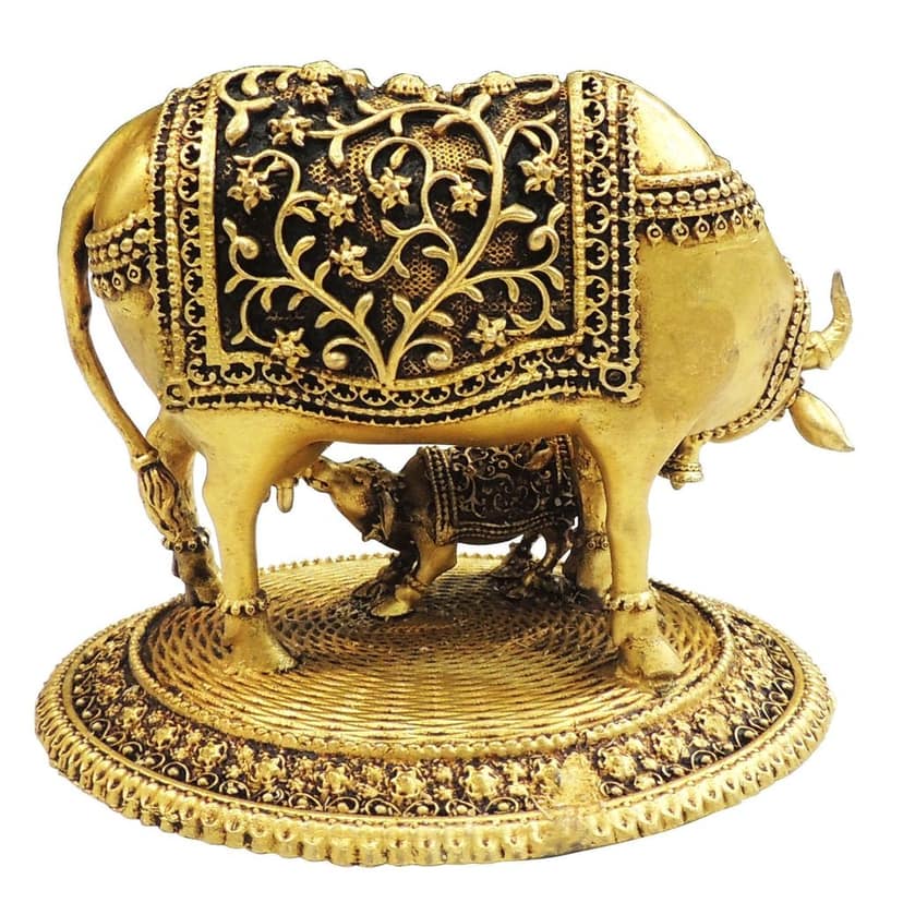 Brass Cow Idol Statue | Sacred Gau Mata Religious Showpiece, Height : 3.5 Inch (BSMAS1727 C) view 3