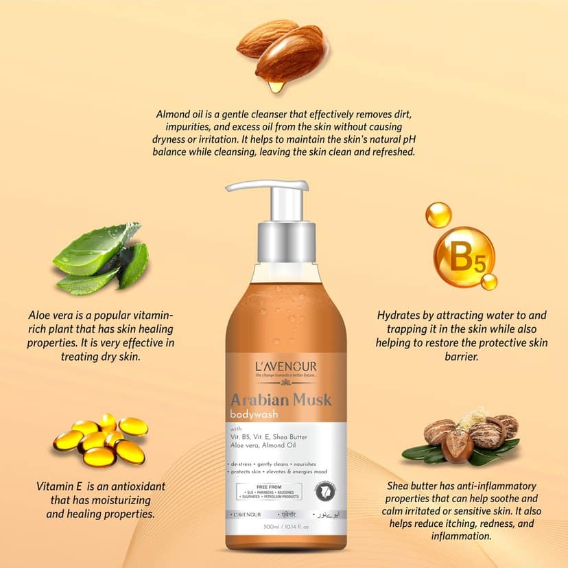 L'avenour Arabian Musk Body Wash For Deep Cleansing & Luxury Bath | Shower Gel For Men & Women 300ml view 2