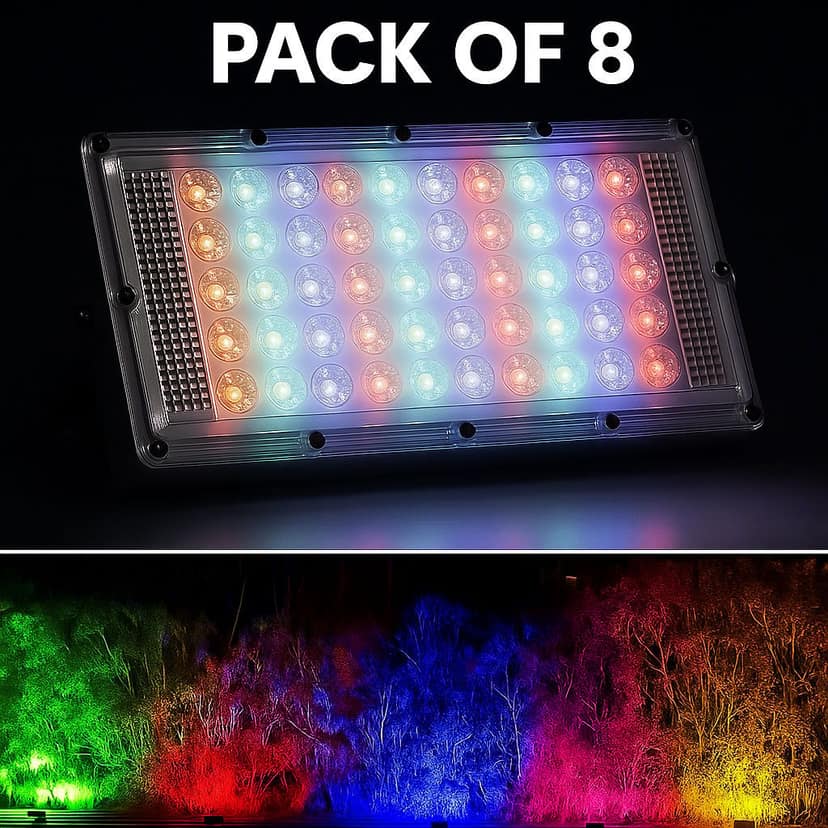 SPARKWORLD Flood Light/Outdoor Lamp AC Brick Light with Remote | Pack of 8 | Flood Light Outdoor Lamp (Multicolor) | Colour: Multicolor (Pack of 8)