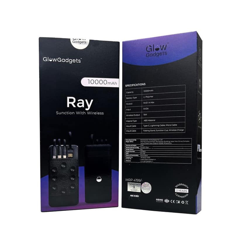 Glow Gadgets Ray 10000 mAh Suction With Wireless Powerbank view 7