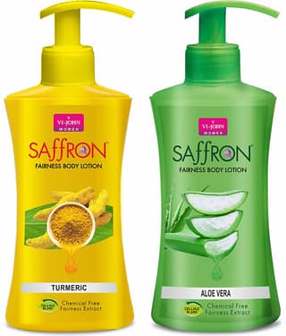 VI-JOHN Saffron Fairness Body Lotion Turmeric & Aloevera 250ml Pack of 2