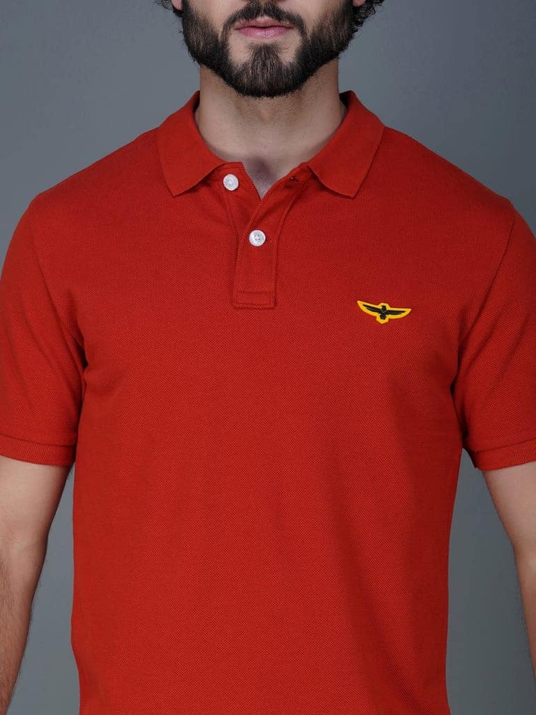 Solid Polo Shirt - RUST view 4