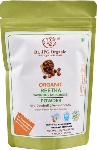 Dr. JPG Organic herbals Reetha/Ritha powder 228 g | Aritha/Arith/Areetha For Hairs | INDIA Organic, ISO & GMP Certified | No Added Colors and Flavors. No Food Additives. No Preservatives.pack of 2