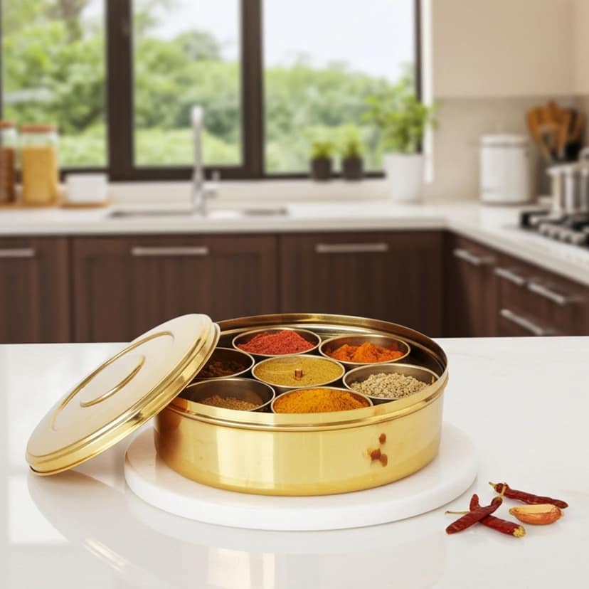 Brass Masala Box 7 Bowl (ZMAS467 A) view 2