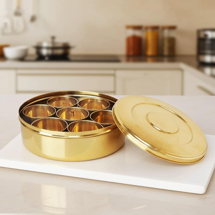 Brass Masala Box 7 Bowl (ZMAS467 A) view 3