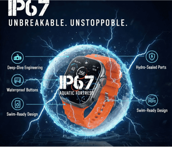 T800 Ultra Smartwatch with Orange Silicone Strap (Bluetooth Calling & Fitness Tracker) view 7