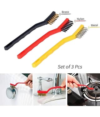 Set of 3 Pc Mini Wire Brush Cleaning Tool Kit