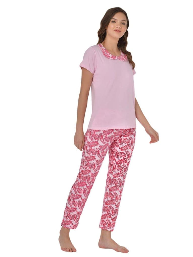 Klamotten Women's Baby Pink Allover Printed Top Pyjama Set N62Rb view 6
