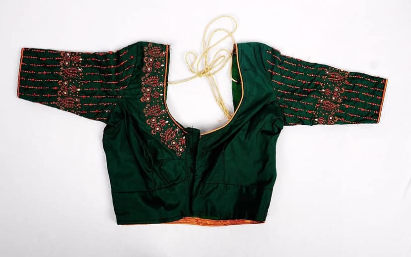 Green blouse with embroidery view 2