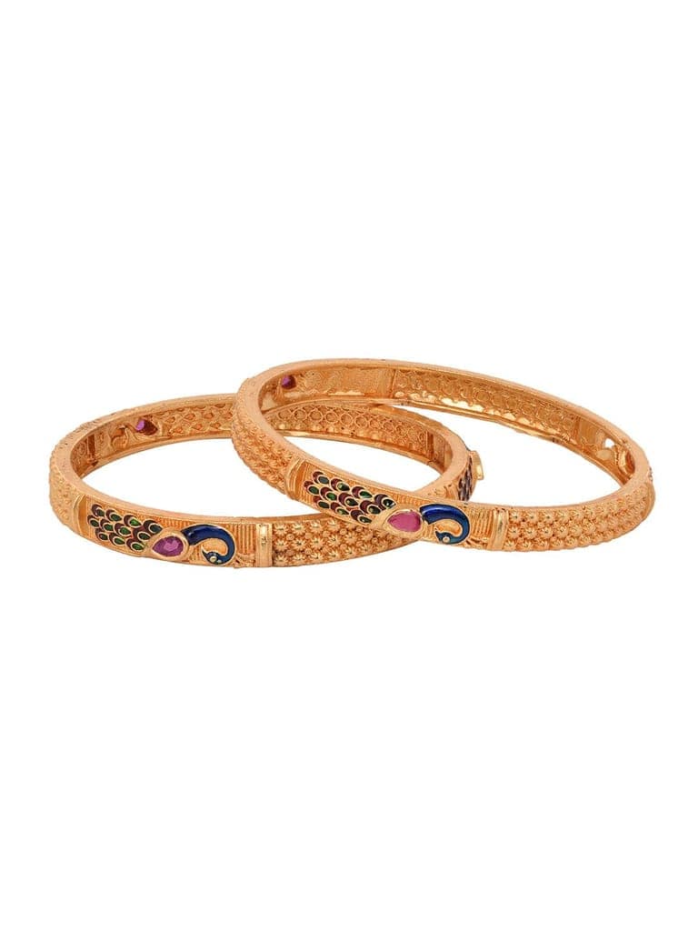Set Of 2 Gold Plated Multicolored Peacock Design Handcrafted Bangles view 6