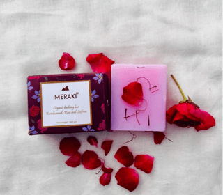 Meraki Beauty Organic Bathing Bar - Kumkumadi, Rose and Saffron, 100 gm