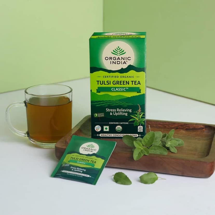 Organic India Tulsi Green TeaClassic (Hot&Cold) 25 Teabags view 2