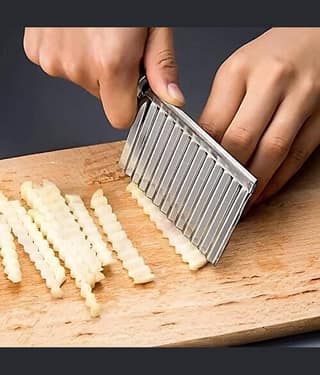 Purple Dust Stainless Steel Crinkle Cutter Knife | Zig Zag Vegetable/Paneer Cutter | Wavy Designer Knife for Kitchen Use (Pack of 2)