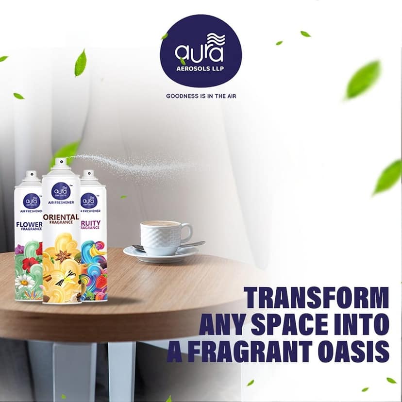 Aura Aerosols Air Freshener 300ml (Pack of 3) - Rose, Jasmine & Chandan view 3
