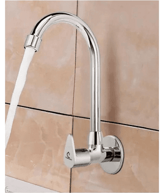 Bathfax Vigo Zinc Alloy Wall Mounted Sink Cock Tap Steel Kitchen Sink Tap (Sink Cock)