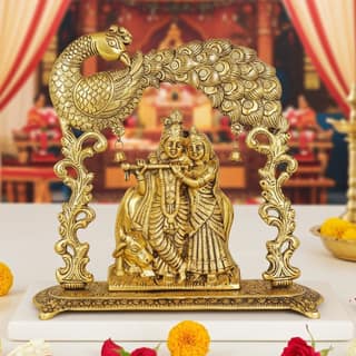 Aluminium Radha Krishna Frame Statue ? Wall Decor Showpiece, Height : 9.7 Inch (ASMAS446 G)