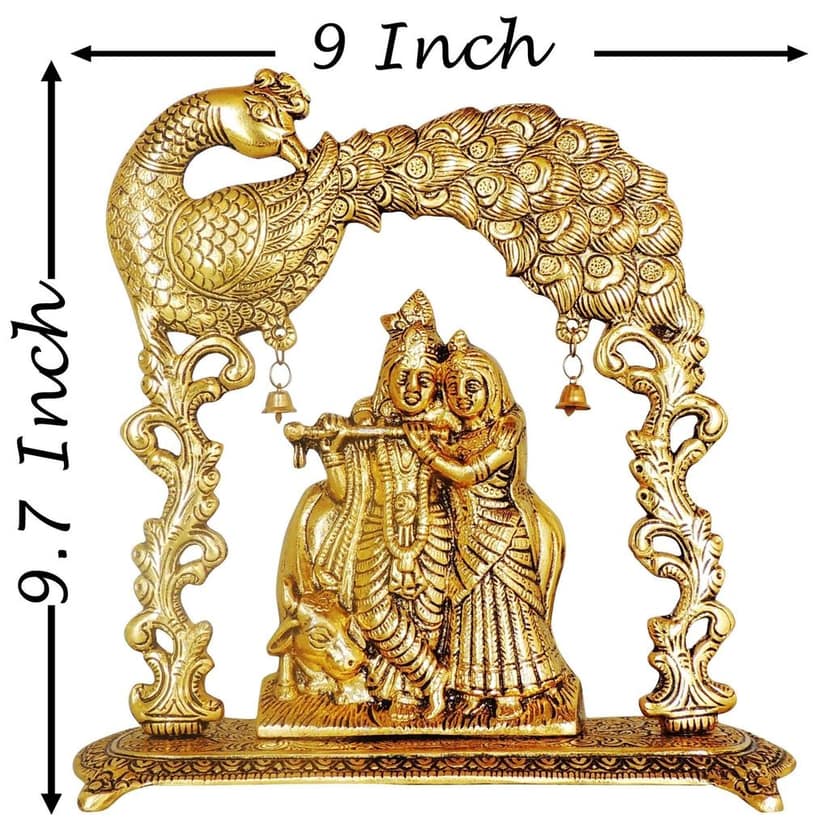 Aluminium Radha Krishna Frame Statue ? Wall Decor Showpiece, Height : 9.7 Inch (ASMAS446 G) view 2