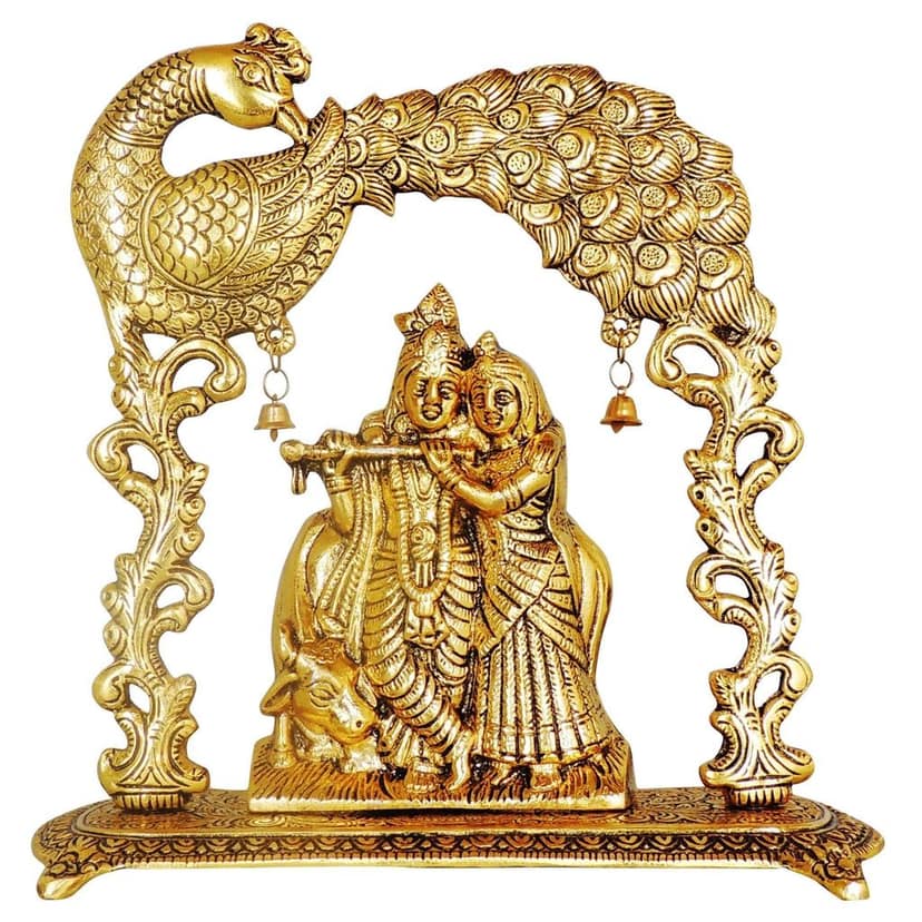 Aluminium Radha Krishna Frame Statue ? Wall Decor Showpiece, Height : 9.7 Inch (ASMAS446 G) view 3