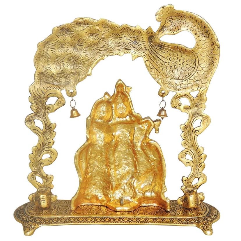 Aluminium Radha Krishna Frame Statue ? Wall Decor Showpiece, Height : 9.7 Inch (ASMAS446 G) view 4