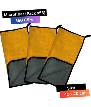 CRYSATLFRESH Black 550 GSM Microfiber Cloth For Automobile ( Pack of 3 )