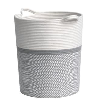 Generic Cotton Pack Of_1 12x14 Inch Storage Basket For Clothes (Grey-White)-PID66434