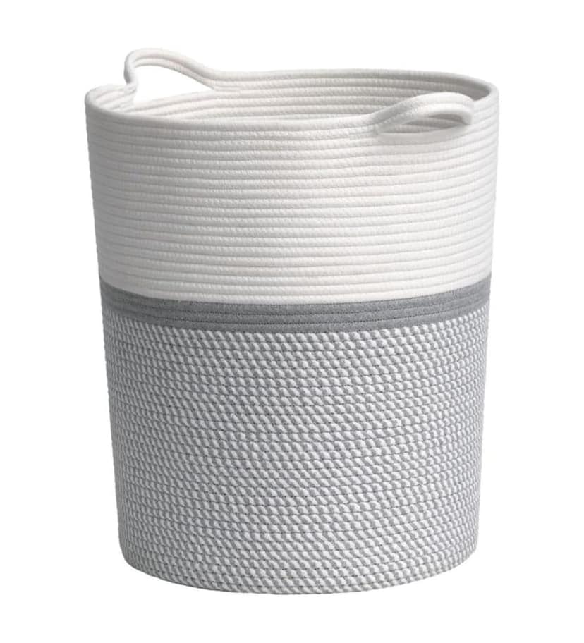 Generic Cotton Pack Of_1 12x14 Inch Storage Basket For Clothes (Grey-White)-PID66434