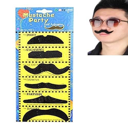 Nawani Halloween Fake Moustache - Pack of six