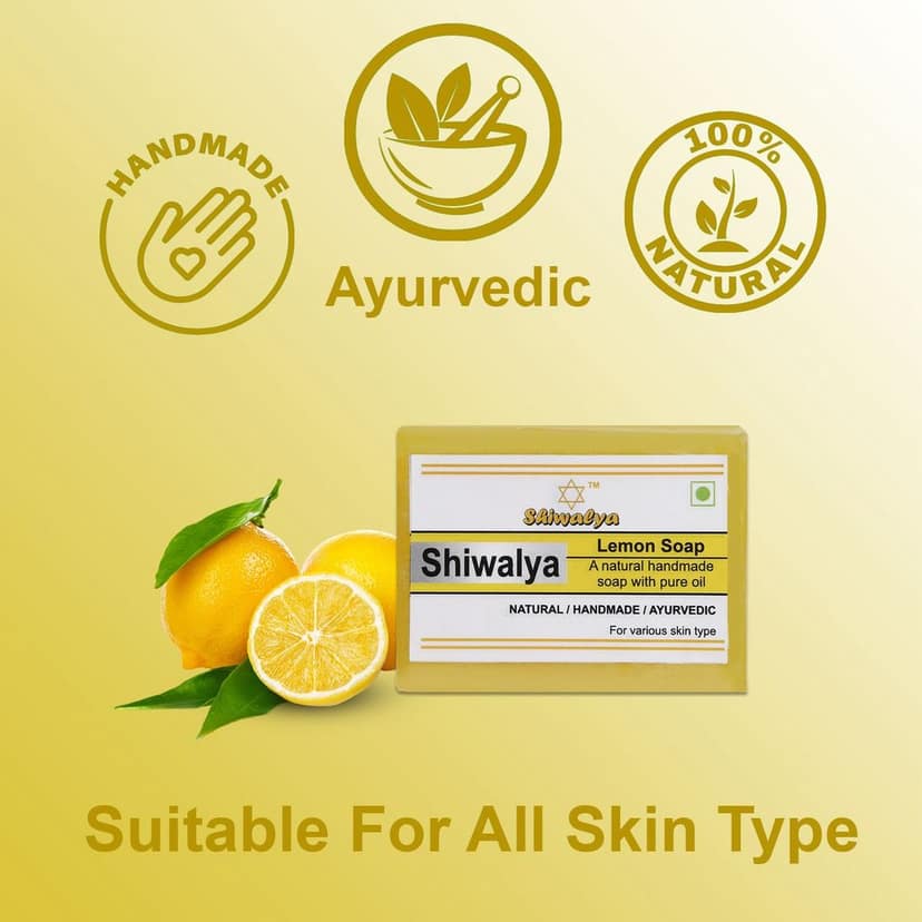 SHIWALYA Natural Lemon Soap || Handmade Bathing Soap || Herbal Soft & Radiant Skin || Suitable for All Skin Types (Pack of 2) view 6