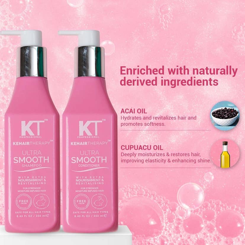 KT Professional Ultra Smooth Shampoo & Conditioner, For Stronger, Moisture-Infused Hair - 250ml Each view 4