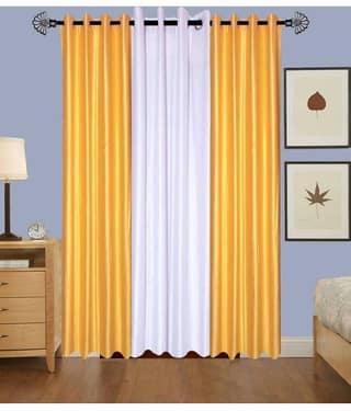 N2C Home Solid Semi-Transparent Eyelet Curtain 7 ft ( Pack of 3 ) - Multicolor