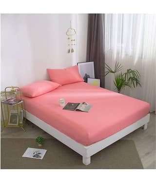 House Of Quirk Polyester Double Bedsheet ( Pink )