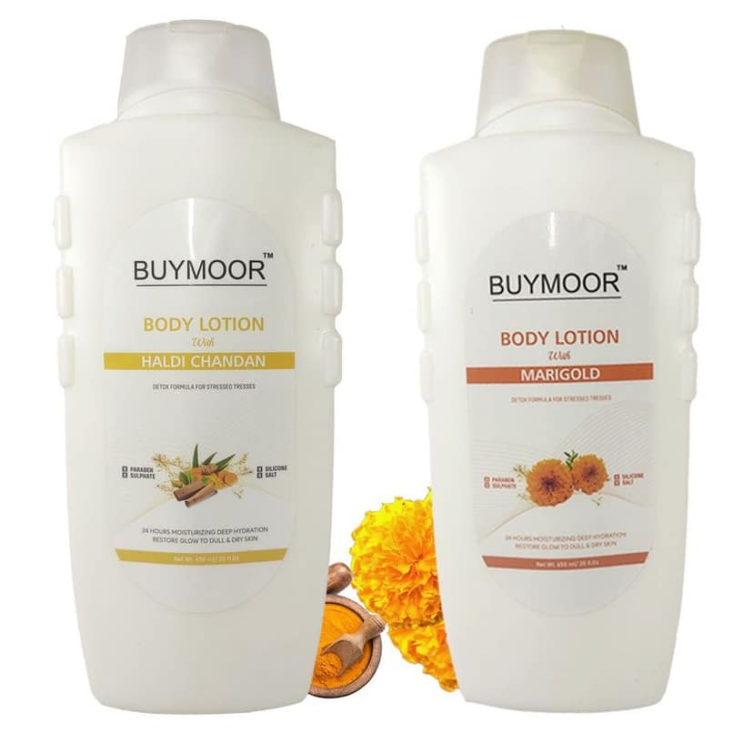 BUYMOOR Haldi Chandan & Marigold Deep Nourishing Skin Brightening Body Lotion Men & Women 1300 ML(Pack Of 2). view 2
