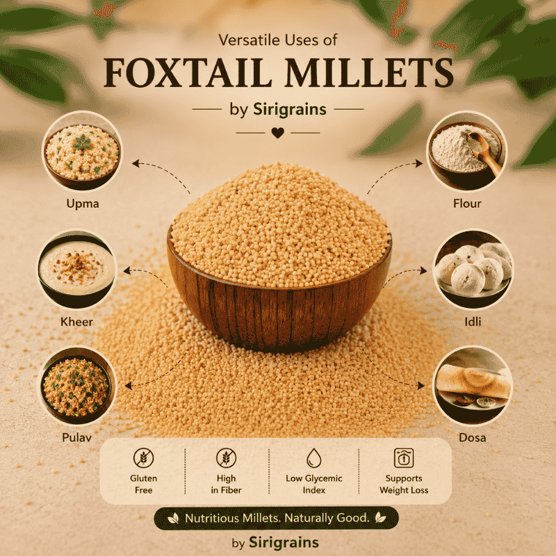 SiriGrains Organic Foxtail Millet (Navane/Korra/Thinai/Kangni) 1kg | Whole Unpolished Millet | Premium Ancient Grain for Rice, Upma & Khichdi view 4